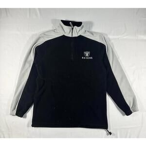 NFL Team Apparel Las Vegas Raiders Mock Neck 1/4 Zip Fleece Pullover Jacket Sz L